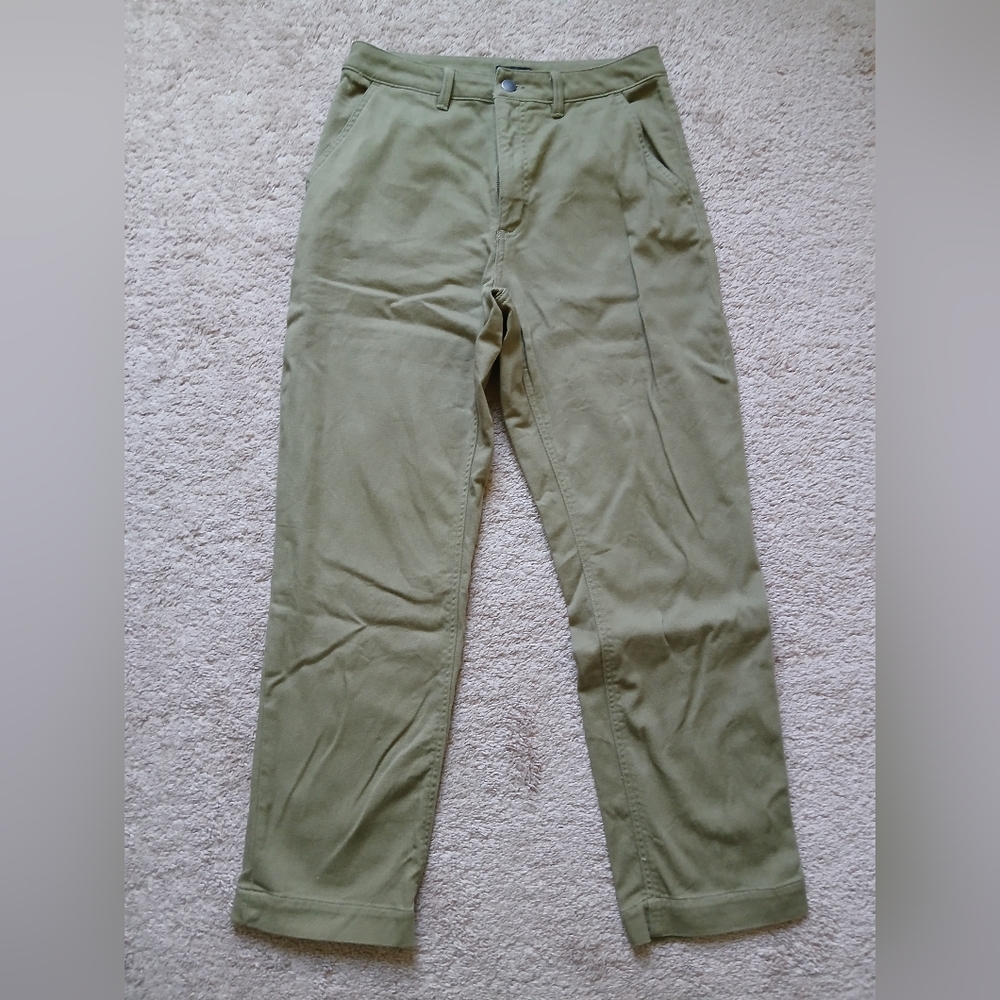 Quince Olive Green Cropped Ankle Pants